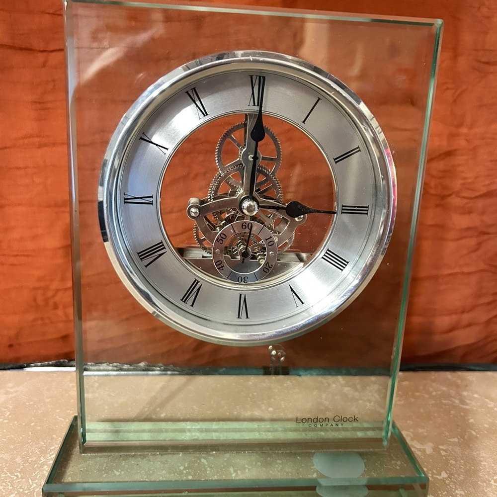 Silver Glass Skeleton Wall Clock